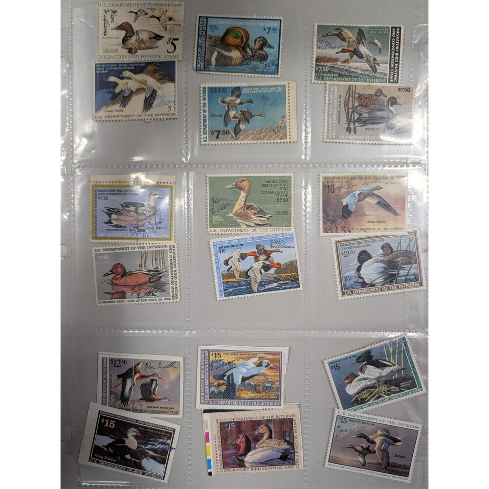 LOT / 26 US Dept of Interior Migratory Bird Hunting Duck Stamps 1970s - 2000